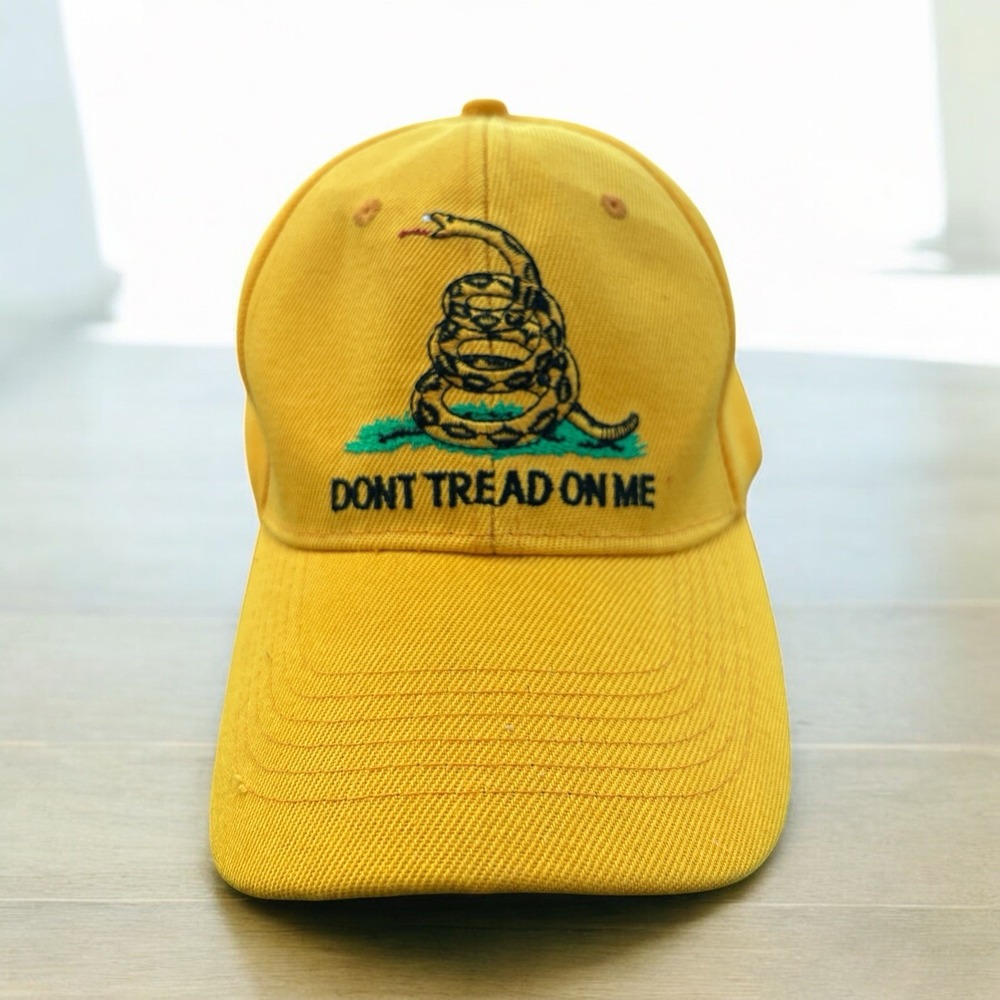 "Don't Tread on Me" Snake Yellow Baseball Hat Cap Adjustable Hook & Loop